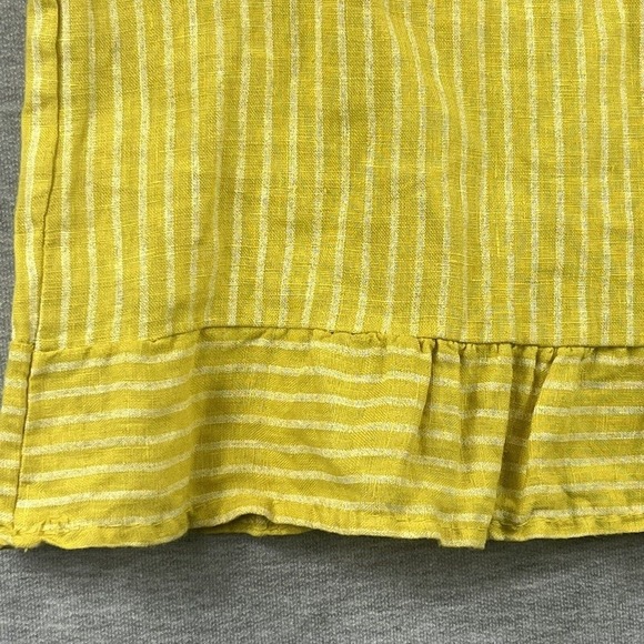 Lungo L'arno 100% Linen Yellow Striped 3/4 Sleeve Lagenlook Blouse Tunic Small - Picture 2 of 11
